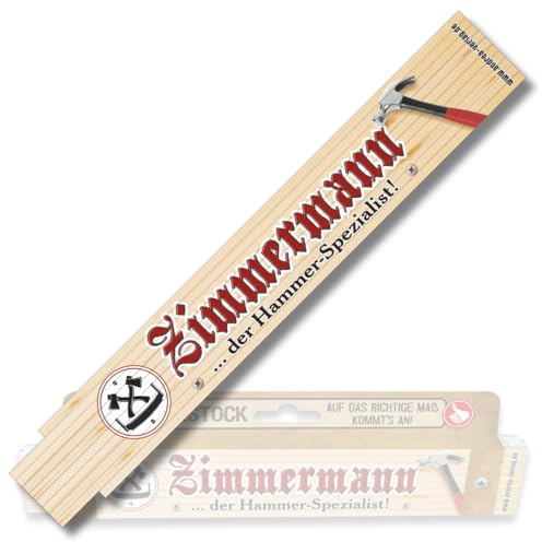 2 Meter Zollstock mit Aufschrift | Spruch - Zimmermann. Hammer Spezialist - 2m Gliedermaßstab Geschenk für Männer Handwerker Heimwerker zum Geburtstag Holz