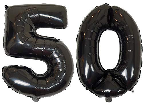 DIWULI Globos de Cumpleaños 50 Años XL Negro - Número 50