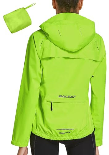 baleaf Fahrradjacke Damen Regenjacke Wasserdicht Atmungsaktiv Wanderjacke Windbreaker Sommerjacke Outdoor Jacken Leichte Windjacke Trekking Regenjacke Radjacke Fluorescent Gelb L