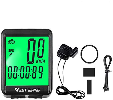 Compteur de vitesse pour vélo - Compteur de vitesse - Suivi de la distance - Podomètre sans fil - Lumière verte