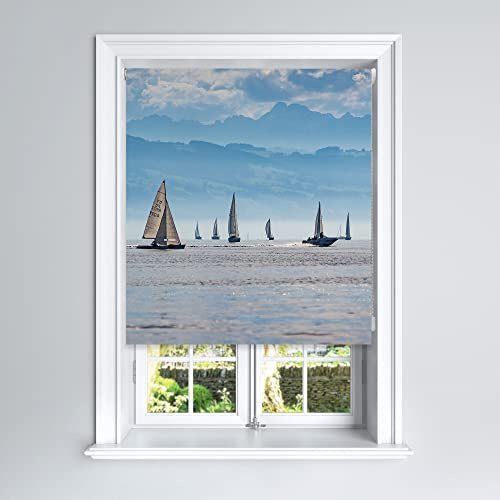 Lister Cartwright Photographic Blackout Roller Blind - (120 x 140 cm) Printed Colourful Roller Blind Easy Fit Window Blind with Child Safety - Bedroom Bathroom Kitchen & Living Room - Scenic Sailing