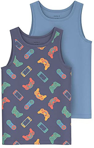 NAME IT 2 er Pack Unterhemden für Jungen aus Bio-BW Stonewash-92