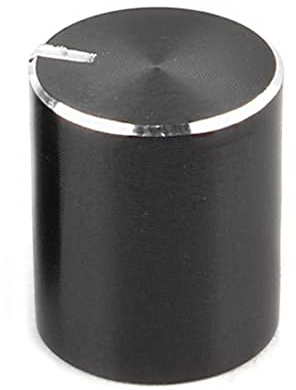 CENPEK 10 x schwarze Metall-Knöpfe mit gerändeltem Schaft mit Durchmesser von 6 mm. Potentiometer-Drehgeber-Knauf, 15 mm Durchmesser x 10 mm Höhe