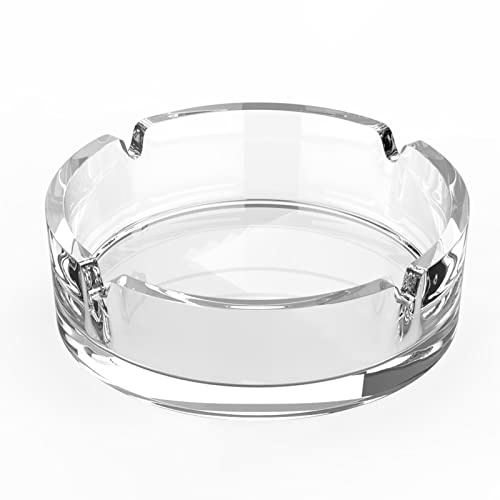 UZQL Glass Ashtrays for Cigarettes, Ashtrays for Cigarettes Outdoor Patio, Classic Round Home Ashtrays Clear Crystal Bedside Ashtray