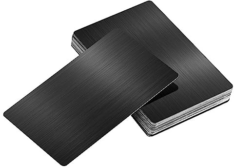 MFCGHXR 10 Stück Metall Visitenkarten Aluminium blanko Visitenkarten, schwarz gebürstet, lasergravierte Visitenkarten für Bürokunden DIY Geschenkkarten (0,45 mm dick)