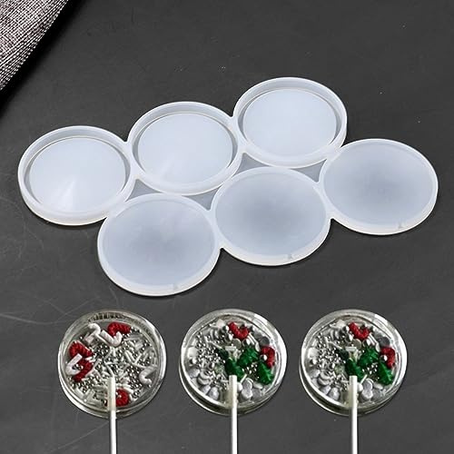 mostsom Lot de 2 moules à sucettes ronds 3D en silicone pour bonbons, loisirs créatifs, bijoux créatifs, couleur populaire, moule à sucettes (I _ rond 3D)