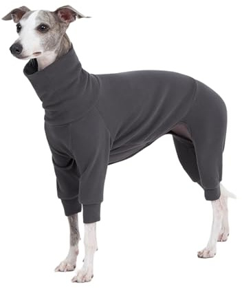 ESCCBOO Mysig bomull fluffiga underkläder onesie för italienska vinthundar, piskor, supermjuk varm pyjamas och overall (liten, grå)