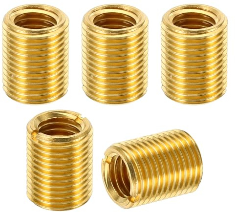 PATIKIL Messing Gewindeeinsatzmutter M16x1,5 auf M12x1,75 5 Stück | männlich weiblich Gewindeeinsatz Reduziermutter Adapter Reduzierschraubenhülse 20mm