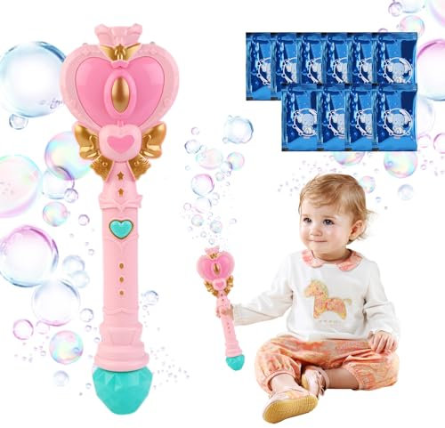 Liuer électronique Machine à Bulles avec Solution pour Bulles de Savon,Bulles de Savon Enfant,Jouet à Bulles Cadeau pour Enfant,Bâton Magique à Bulles avec Musique pour Les Mariages Anniversaire Fête