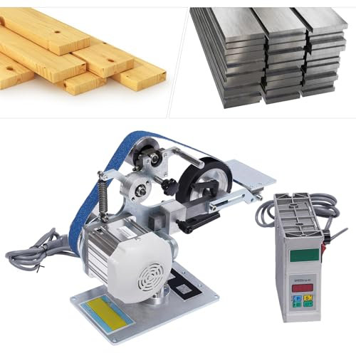 Lijadora de disco DC Band de 0,55 kW, lijadora abrasiva para lijadora de platos, 762 x 25 mm, con banda de lijado 1 x 60 #, 1 x 800 #