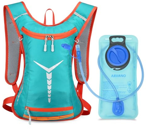 Arvano Sac à Dos Hydratation Ultra Léger Sac à Dos Vélo avec Poche Eau 2L Homme Femme, Petit Sac à Dos Course Etanche Sac à Dos d'eau pour VTT Running Ski Randonnée Cyclisme Trail Sport Voyage