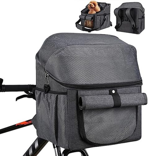 JXYQZD Fahrradkorb Vorne Mit Lenkeradapter, Hundekorb Fahrrad, Atmungsaktive, Tragbare, Abnehmbare Hunde-Fahrradtasche, für Haustiere, Picknicks, Camping und Outdoor – Maximale Tragfähigkeit 5 Kg