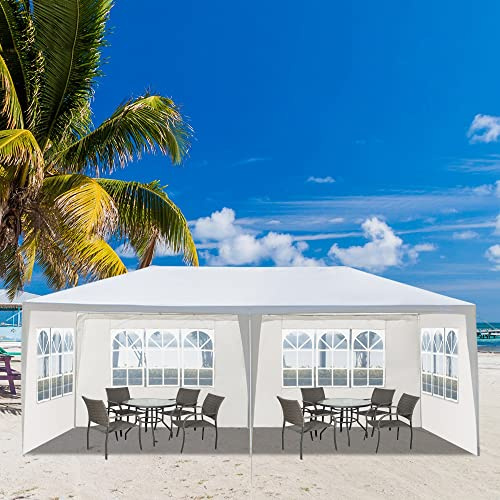 amopacorp 10'x20' Wedding Party Canopy Tent Outdoor Heavy Duty Gazebo with 4 Removable Sidewalls, Waterproof Shelter Pavilion for Cater Party Wedding BBQ Events, White