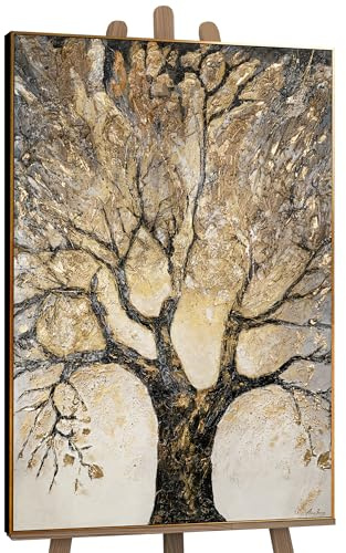YS-Art Abstrakt Acrylbild Baum des Reichtums und des Wohlstands handgemalt