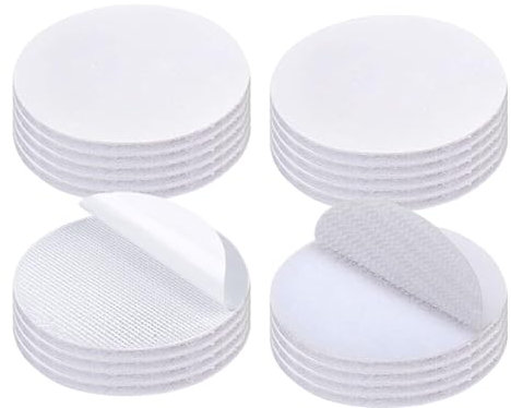 Rusoz Ruban Scratch Adhésif Puissant 20 Paires Bande Scratch Agrippantes Adhésives Extra Fort Rond 38mm Fixation Sans Percage Blanc pour Ménage, Bricolage Et l'artisanat