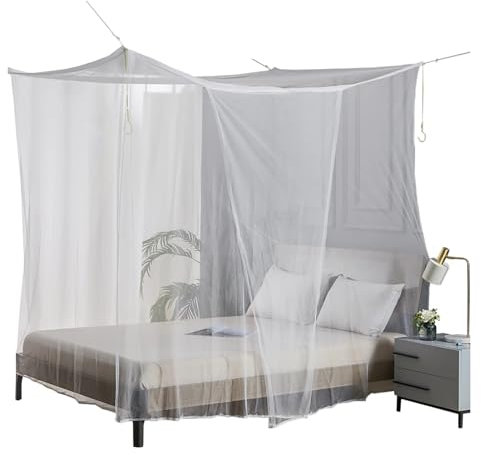 Moskitonetz für Betthimmel, Moskitonetz für Doppelbett und Einzelbett, zum effektiven Schutz vor Mücken,Weiß,200x100x200cm