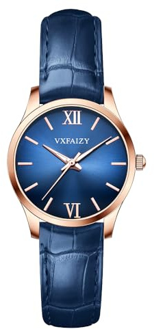 VXFAIZY Damen Einfachheit Uhr Wasserdicht Casual Armbanduhr für Frauen(Blau)