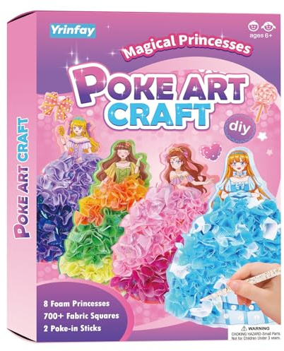 Yrinfay Poke Art Basteln Kinder - DIY 8 magische Prinzessinnen und 6 Accessoires - Prinzessin Bastelset Spielspielzeug für Mädchen 6 7 8 - Geschenk Mädchen Junge 9 10 11 12 Jahre