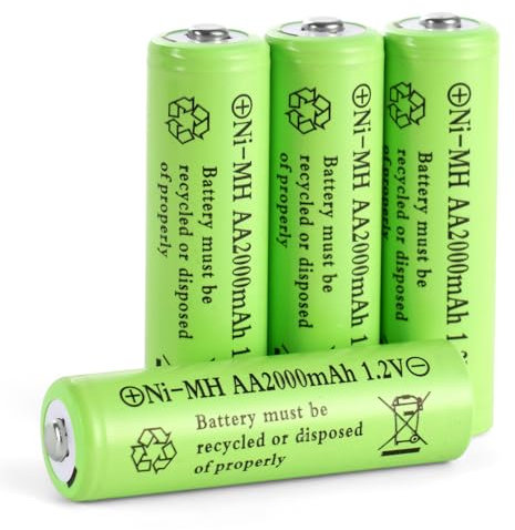 AXFEE Pilas Recargables AA, Pilas AA Recargables de Alta Capacidad, Recargables, Paquete de 4, 1.2V 2000mAh Pilas AA Recargables de Litio de 1,5 V más de 1500 ciclos