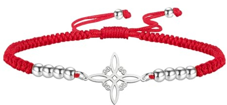 EUEAVAN Pulsera ajustable con nudo de bruja irlandesa con nudo celta, cuerda trenzada hecha a mano, pulsera de cadena roja de la suerte, regalo irlandés