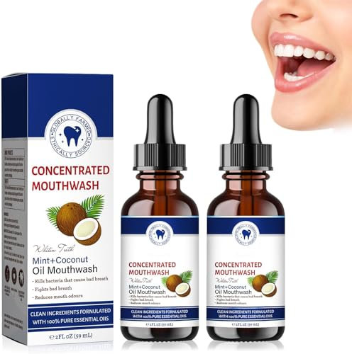 Coconut Fresh Oil-Pulling Mouthwash, Coconut Oil Pulling for Teeth, Coconut Oil Pulling, Coconut Oil Mouthwash, Coconut Mint Mouthwash, Fresh Breath & Whitening Mouthwash (2 Pcs)