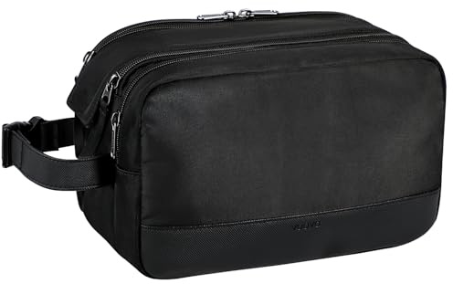 Voova Travel Toiletry Bag for Men Women, Wash Bag for Toiletries, Small Water-Resistant Makeup Shaving Organiser Bag for Traveling Essentials, Bathroom, Cosmetics, Black
