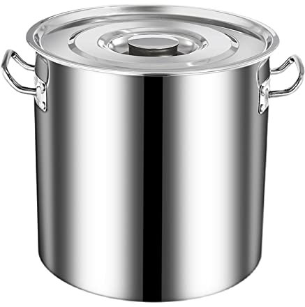 OWOHYG Olla de Acero Inoxidable 304 con Tapa, Olla de Acero Inoxidable con Tapa para elaboración casera de Cerveza y ebullición de savia para Jarabe de Arce, Plateada(45 * 45cm)