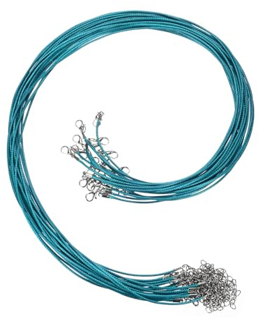 sourcing map 20Pcs Waxed Necklace Cord Bulk Peacock Blue 1.5mm Dia 24 Necklace String Rope with Chain Clasp for Pendants Bracelets Jewelry Making Supplies Accessories