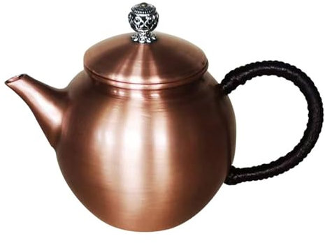 Handmade Solid Copper Tea Pot, 0.3L Vintage Copper Tea Teapot Kettle Stovetop Small Teapot Tea Maker Water Kettle for Stovetop Induction
