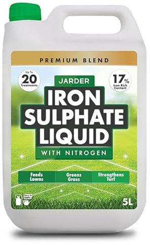 Jarder Iron Sulphate Liquid With Nitrogen 5L - Feeds Lawns - Greens Grass - Grows Grass - Lawn Tonic - 20 Treatments per 5L - Premium Blend and Iron Content