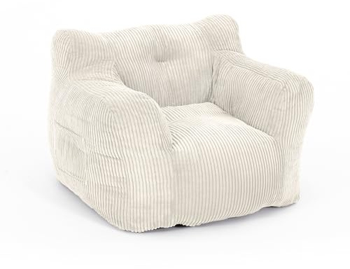 Pamapic Bean Bag, Single Bean Bag Chair with Sponge Filling Included, Beanbag Adult with Portable Handle, Modern Ergonomic Comfy Sofa for Living Room, Bedroom, Gaming Room, Beige, 70 x 80 x 55 cm