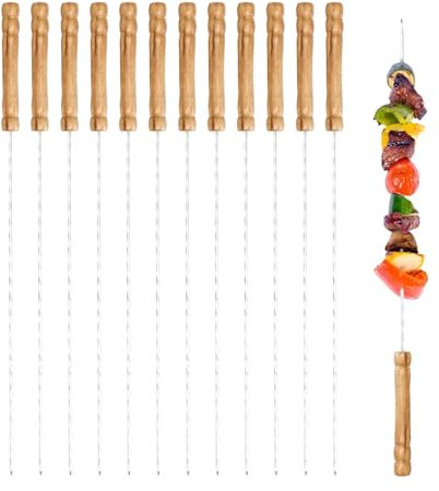 Pique Brochette Inox,Brochettes à Viande en Acier Inoxydable,Brochettes pour Barbecue,Pic a Brochette en Métal,Brochette Réutilisables,Utilisé pour le barbecue en plein air,La viande,Les légumes