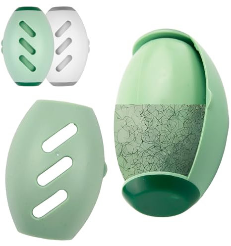 2 PCS Reusable Lint Roller Washable Cat Hair Remover Silicone Portable Sticky Roller Lint Shavers Mini Fur Removal Tool Strong Absorb Fur Buddy for Clothes Debris Dust Travel Home Green and White