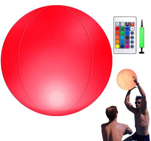 Yhsioaklo Light-Up Beach Ball – Glow In The Dark Inflatable Pool Toy With LED Light & Pump, Floating Ball For Kids & Adults, Outdoor Garden Pool Games & Night Fun