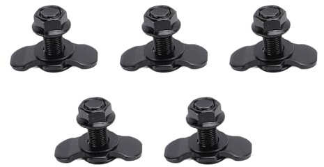 L-Schienen-Doppelösen-Gewindebolzenbeschlag, robuster Karbonstahl, M10 x 30 mm, Zurrankerbolzen für LKW-Ladefläche, Anhänger, Ladungskontrolle, Pickup, Wohnmobil, ATV, 5 Stück (Schwarz)