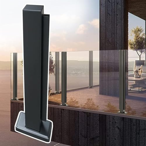 Poteau de balustrade en verre noir de qualité supérieure - 105 cm de haut - Pince de serrage pour système de garde-corps en bois/plastique - Idéal pour terrasses et terrasses modernes - 1 pièce