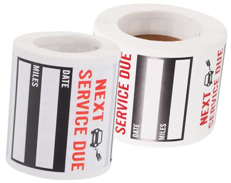 POPETPOP 2 Rollos Etiquetas Recordatorias de Cambio de Aceite de Pegatinas Impermeables para Automotriz Adhesivos para Parabrisas y Superficies Aplicación y Remoción y Etiquetas por Rollo