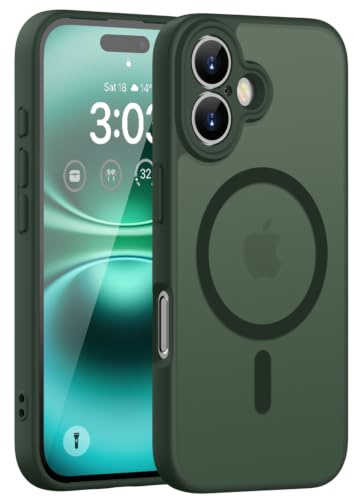 ORDA für iPhone 16 Hülle, Kompatibel mit MagSafe, Grün | Vollständiger Kameraschutz, Stoßfest Kratzfest Haltbarkeit, Transluzente Rückseite, Matt Magnetische Handyhülle