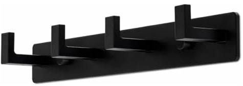 Mavö Hakenleiste schwarz 33 cm, Kleiderhaken mit 4 Haken Tom.4 | Garderobenleiste für Flur, Bad & Küche, Wandgarderobe aus Metall