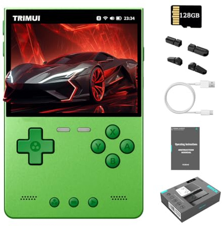 Trimui Brick Hammer Consola de juegos portátil con tarjeta TF de 128 GB, pantalla IPS de 3,2 pulgadas, emulador retro 20+, Allwinner A133P, videoconsola, reproductor de juegos, sistema Linux
