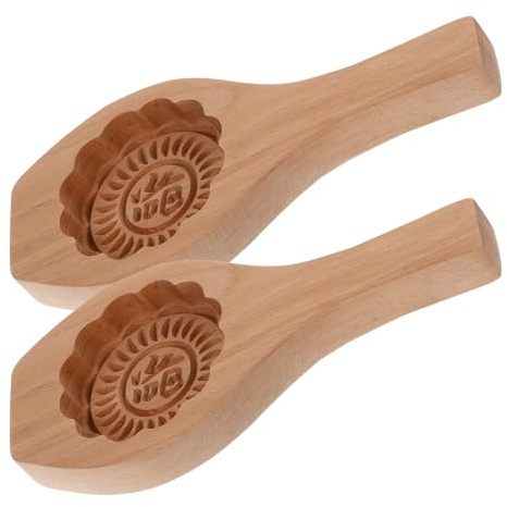SHINEOFI 2 pièces Moule à Gâteau Lune Bois Moules Moon Cake Créatifs et Résistants Motifs Floraux pour Pâtisserie DIY Faciles à Nettoyer et Réutilisables