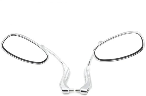 Motorrad Spiegel Motorrad Chrome Retro Lenkerende Oval Rückspiegel Seite Spiegel E9 Mark Für Aprilia Für Mondial HPS 125 300(Chrome)