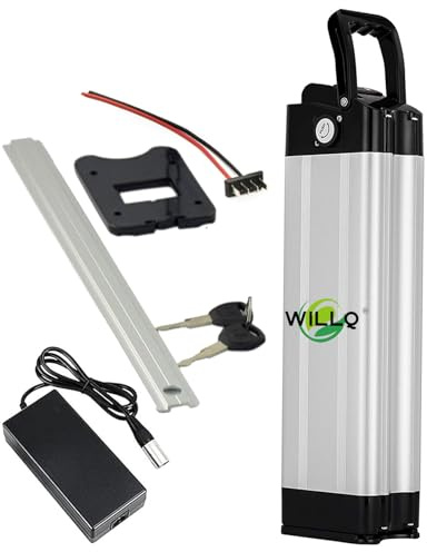WILLQ 24V 8Ah 10Ah 13Ah 15Ah 20Ah E-Bike Battery 24 Volts Downtube Lithium Battery Pack with BMS and 4Pins Base for 50-500W Folding Scooter Motor,24V15Ah