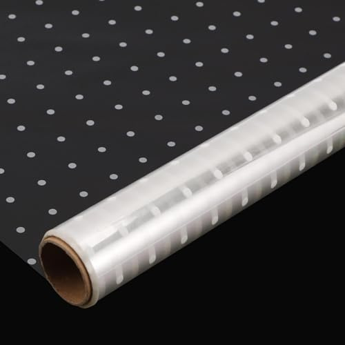 Eulihent Dotted Cellophane Wrap Clear Wrapping Cellophane Roll Unfolded Width 80CM x 30M 3 Mil Thicken Transparent Gift Wrappings for Flowers Florist Easter Basket Hampers Packing Supplies