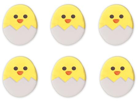 Anniversary House Hatched Chicks Edible Cake Decorations, Handcrafted Easter Cake Toppers, Edible Fondant Icing Sugar Cupcake Toppers, 4cm, Pack of 6, SF635