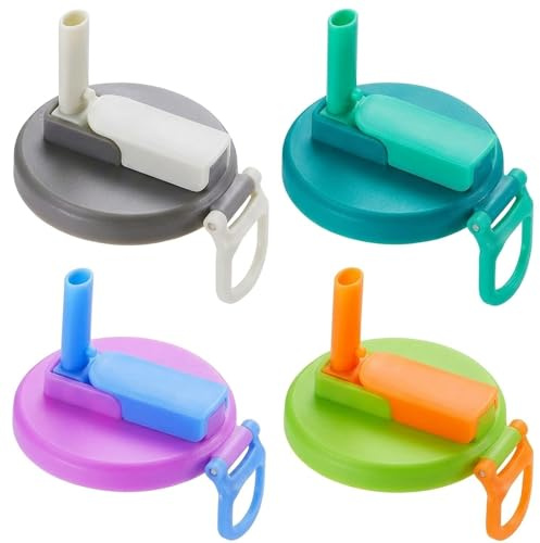 4 Pcs Soda Can Lids, Can Lids with Straws, Can Covers for Drinks Cans UK, Soda Can Lids with Straw, Can Lids for Fizzy Drinks, Straws Reusable, Set of Four Colourful Lids