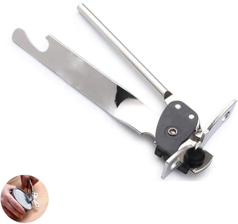 Butterfly Can Opener, Tin Opener Butterfly, Stainless Steel Portable Can Opener, Stainless Steel Tin Opener, for Effortless Kitchen,Camping,Gadgets(Silver Black)