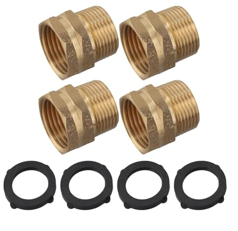 Hoppipola 4 adaptadores de manguera de jardín de latón GHT hembra de 3/4 pulgadas a macho NPT de 3/4 pulgadas, grifo de conector a prueba de fugas, tubería y equipo de riego