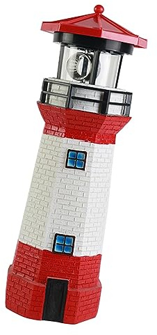 Bewinner Faro Ad Energia Solare Decorazione da Esterno con Faro Rotante - Lanterna da Giardino Rossa Ed Ecologica per il Paesaggio del Prato Vialetto del Patio (rosso)