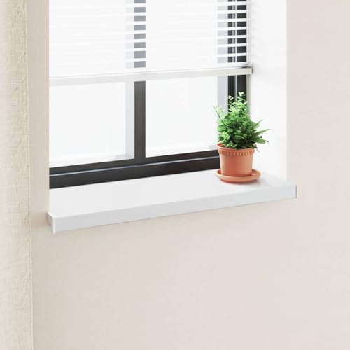 Davanzale Interno Esterno Bianco PVC 60x35x4,5 cm, Soglia Finestra Resistente all'Acqua, Facile da Installare con Adesivo, Tagliabile in Lunghezza per Piante e Decorazioni